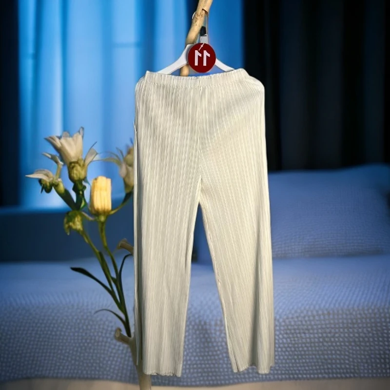 百褶阔腿裤女夏新款高腰垂感直筒裤宽松休闲拖地冰丝长裤陈
