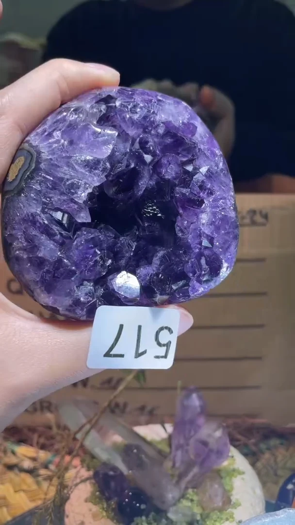 未镶嵌珠宝半成品水晶紫晶镇-517