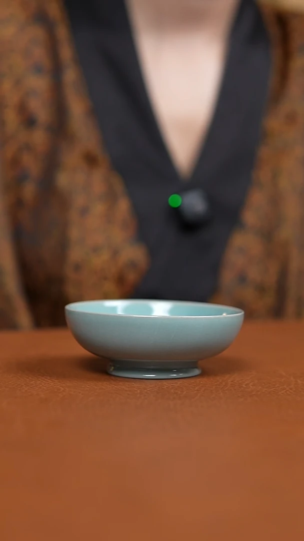 瓷片仿古天青普洱杯微瑕