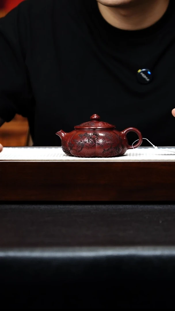 茶壶紫砂宜兴紫砂 筋纹寒江 150cc 周昌英h002