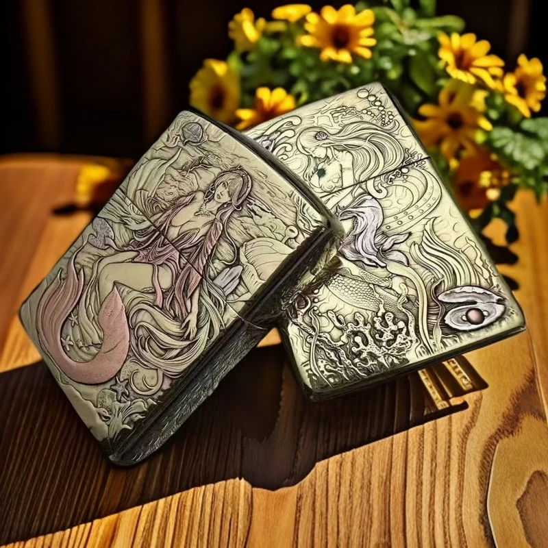 Zippo打火机正品美人鱼3D立体浮雕盔甲机防风男士礼物DYJ1