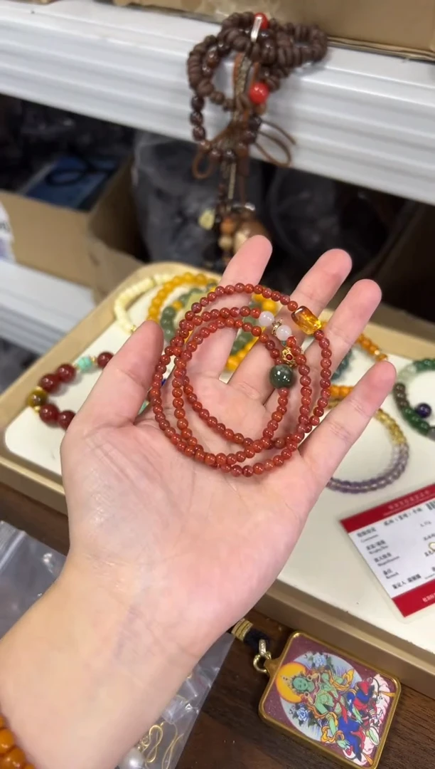 手链未镶嵌南红玛瑙火焰纹南红玛瑙设计款多圈[0690]