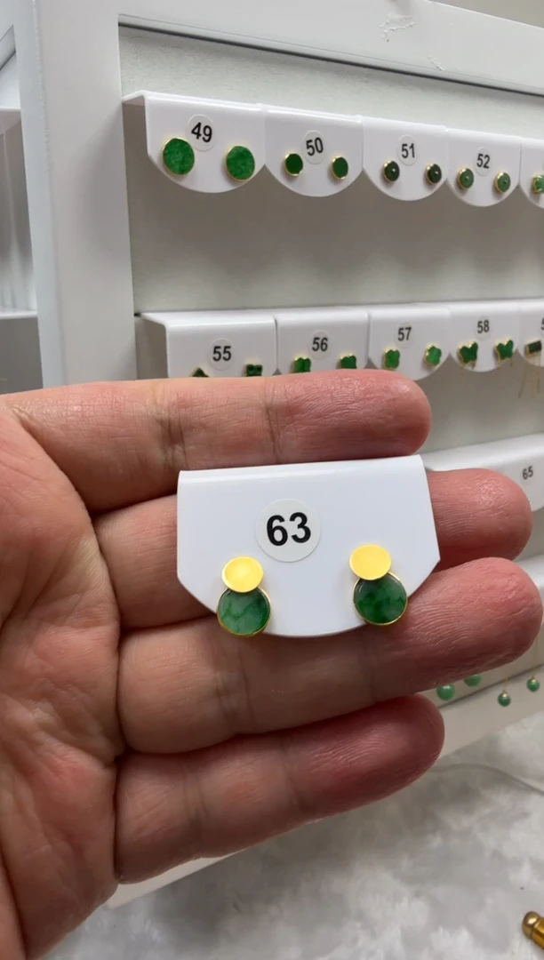 18K金镶嵌翡翠耳饰缅甸天然翡翠a货