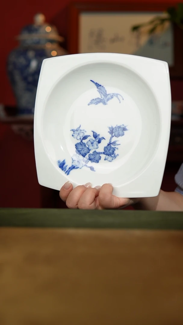 摆件全手工手绘  花卉蝴蝶盘