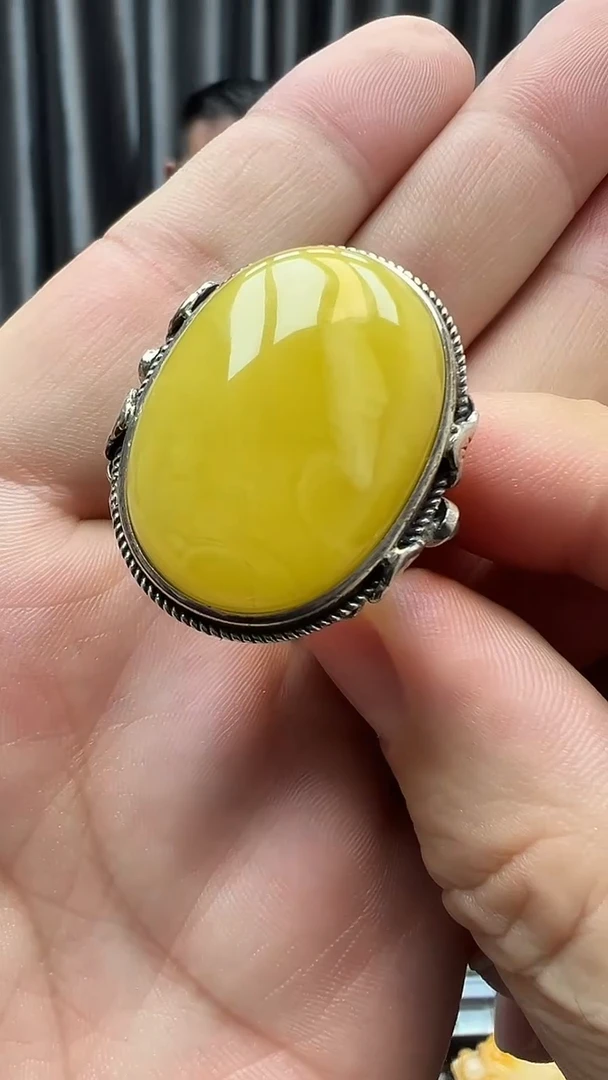 银S925镶嵌蜜蜡戒指蜜蜡