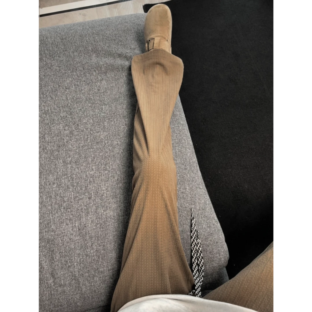 波浪纹肌理提花潮牌休闲裤男款秋冬新款vintage垂感宽松直筒裤子