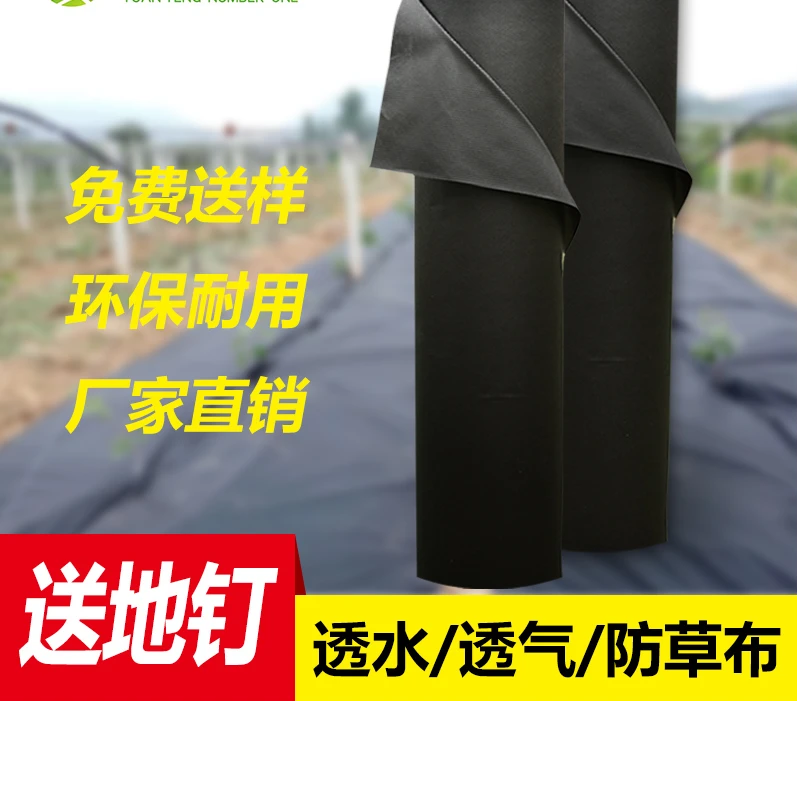 葡萄百香果黑色长条防草布保湿纤维盖草布果园保温定制农用除草布