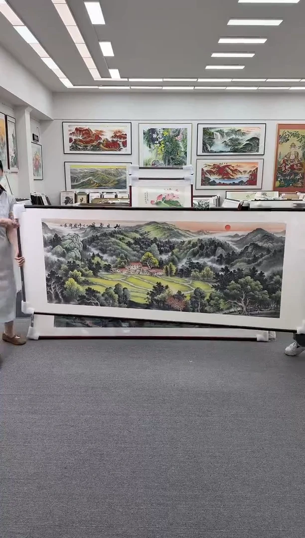 国画手绘  旭日东升  219*88