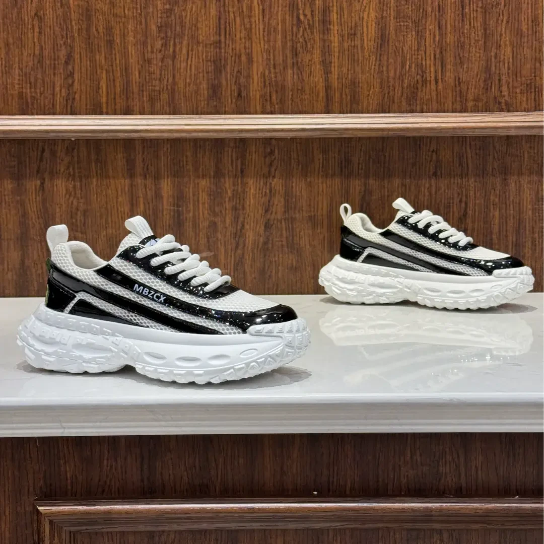 秋季新款潮流百搭轮胎底拼色时尚男鞋透网潮流舒适透气增高老爹鞋