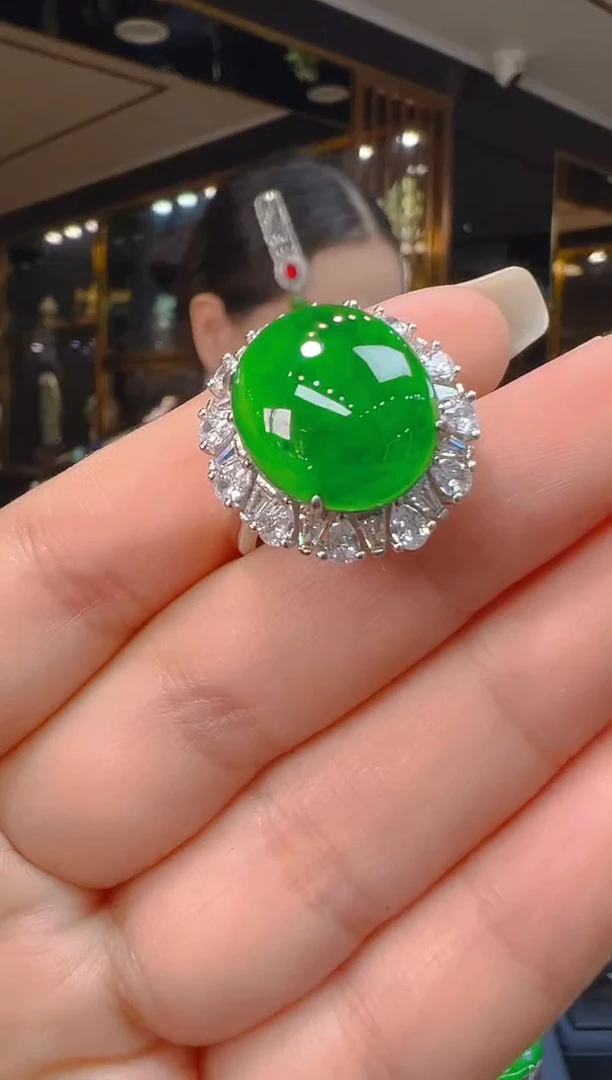 银S925镶嵌戒指翡翠045（多样性发其一）