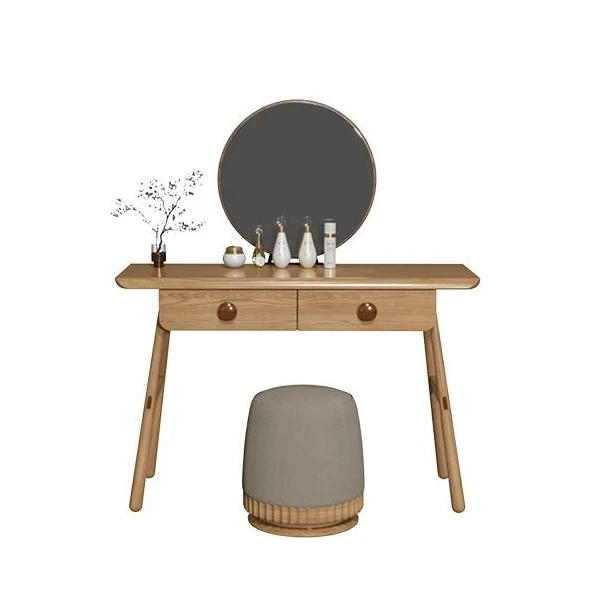 华日嘉屋白蜡木梳妆台北欧桌子化妆桌卧室家用卧室简约梳妆台