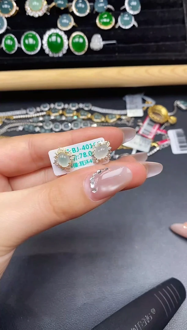 银S925镶嵌戒指翡翠23378