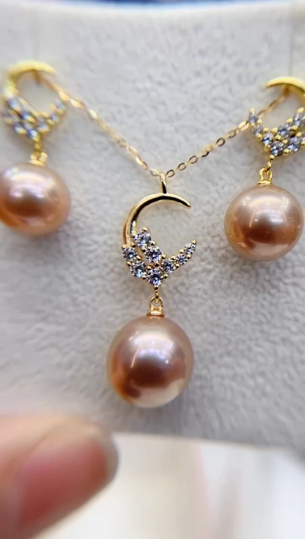 【闪购商品】淡水珍珠吊坠+耳钉银S925镶嵌淡水套装