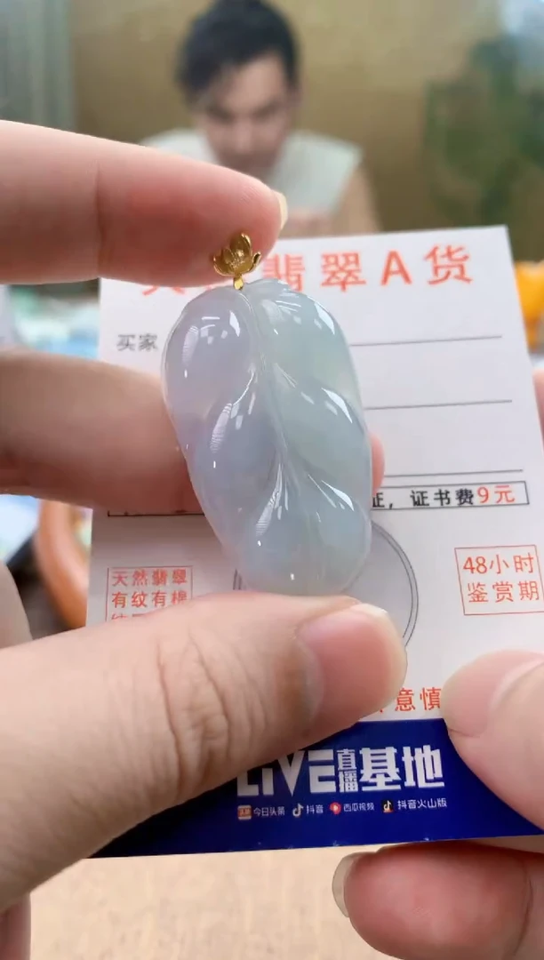 颈饰18K金镶嵌翡翠天然A货翡翠挂件