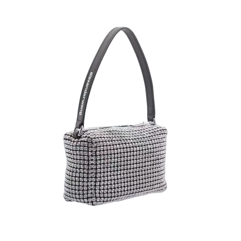99新  亚历山大王 ALEXANDER WANG 水钻包 中号白色 单肩腋下包