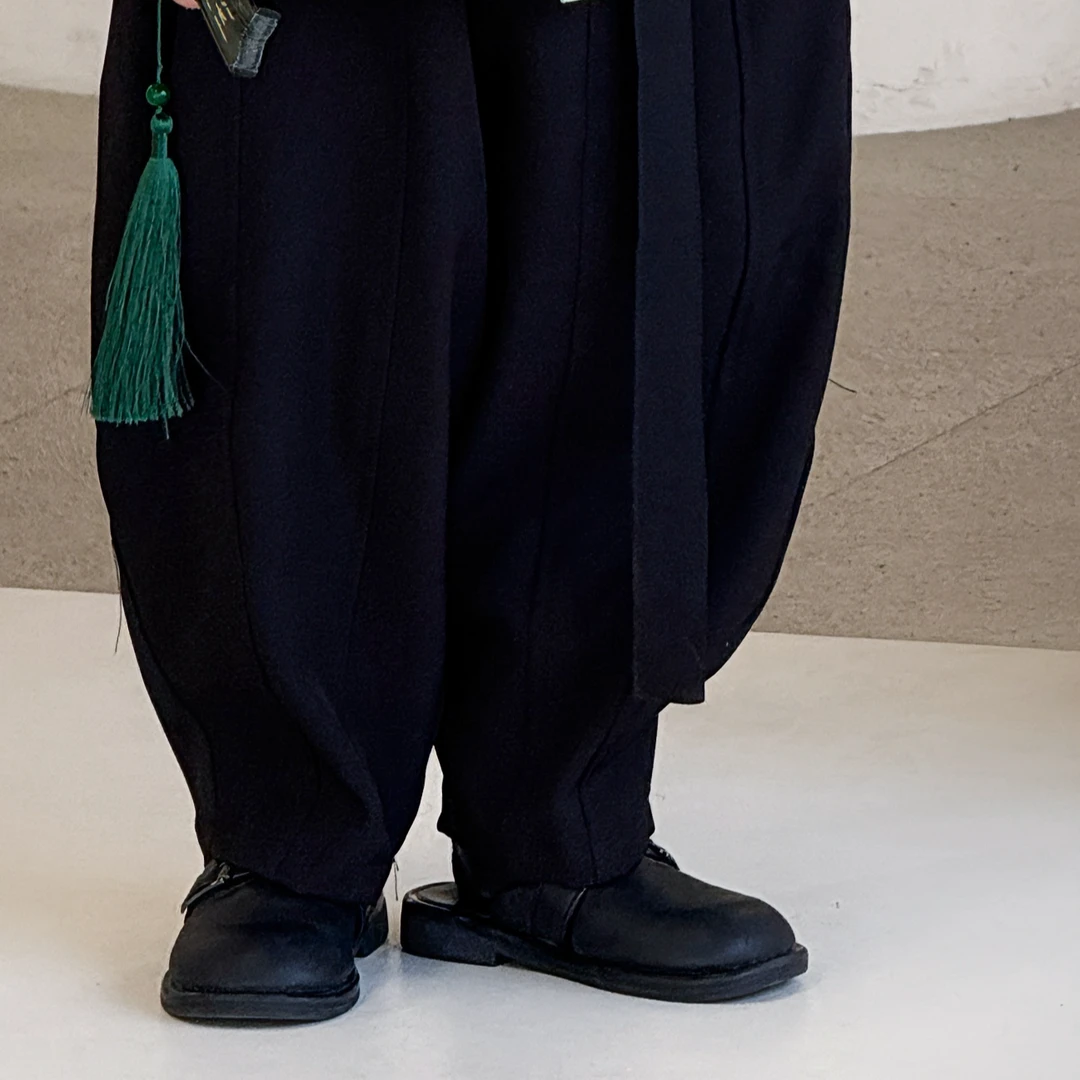 2025新款春季西服系列阔腿裤高级百搭设计师系带系列25123宽松