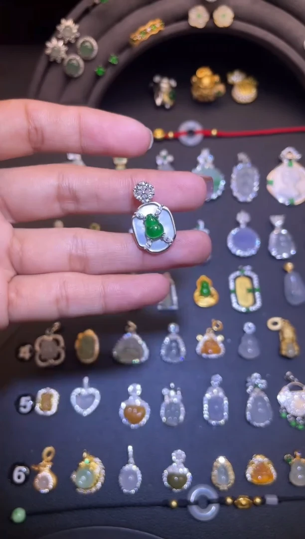 吊坠(不含链)银S925镶嵌翡翠1