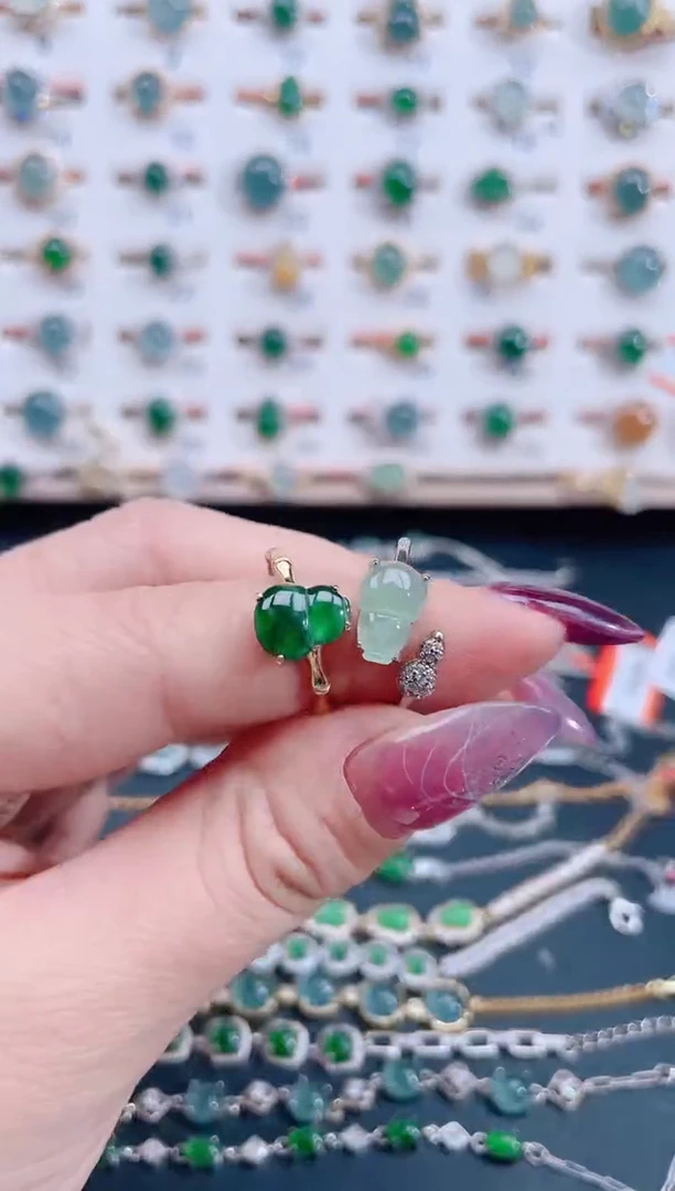 银S925镶嵌戒指翡翠天然翡翠