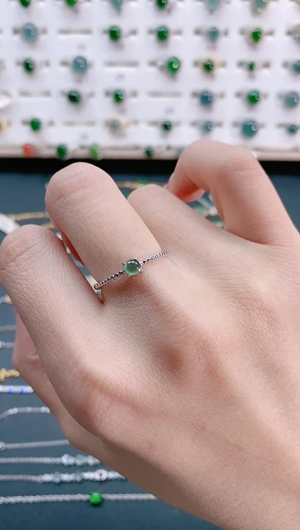 【闪购商品】翡翠戒指银S925镶嵌天然翡翠