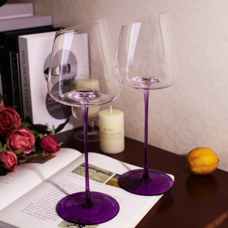网红手工紫色火烈鸟红酒杯无铅水晶高脚杯套装高档礼物女葡萄酒杯
