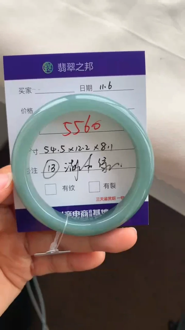 未镶嵌手镯翡翠13号54圈口湖水绿