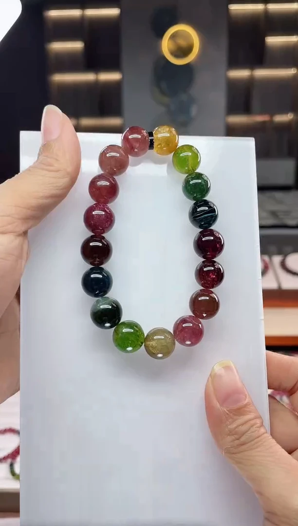 未镶嵌老矿碧玺单圈手串12mm+碧玺（多样性发一条）Q