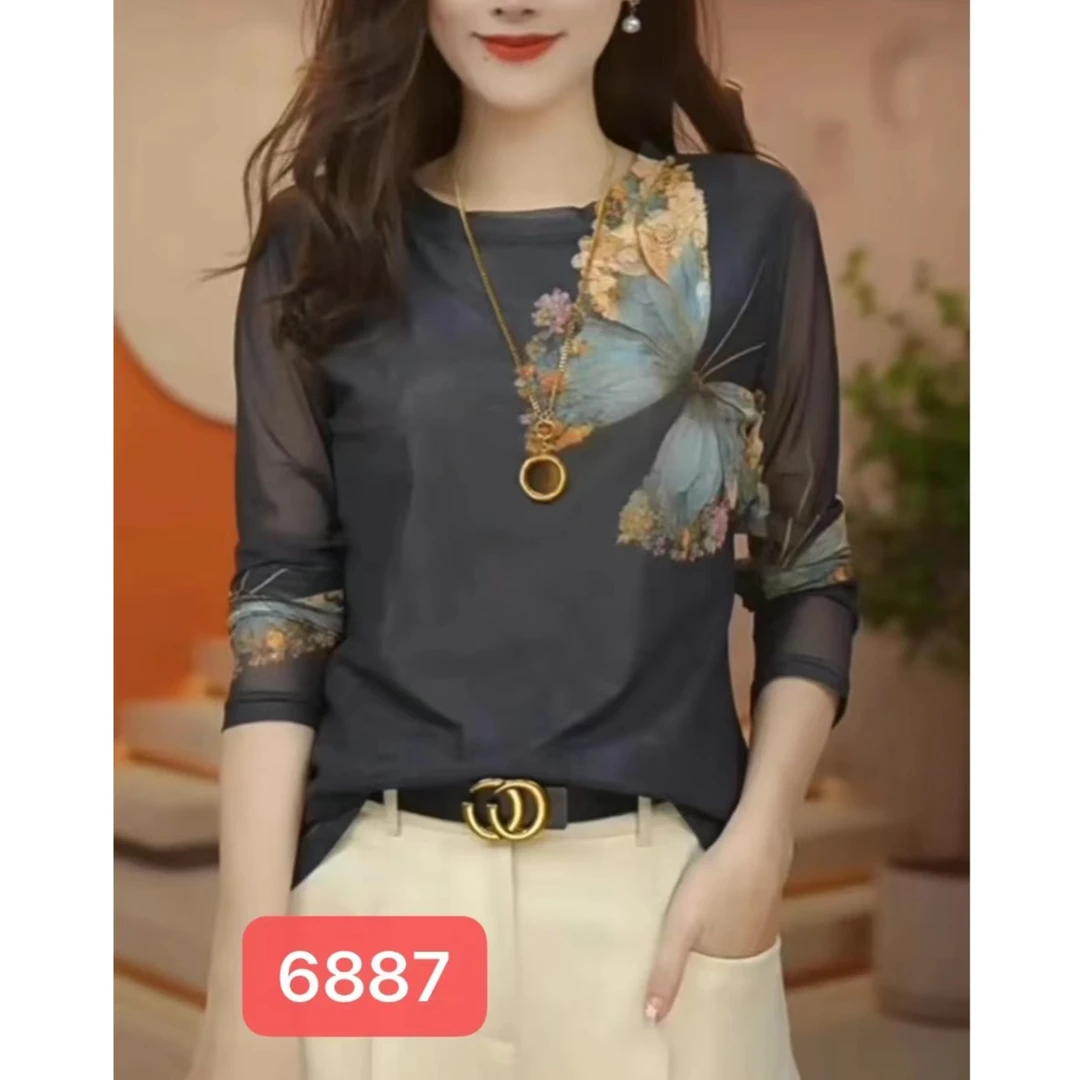 6887-29新款气质百搭小衫（黑色）