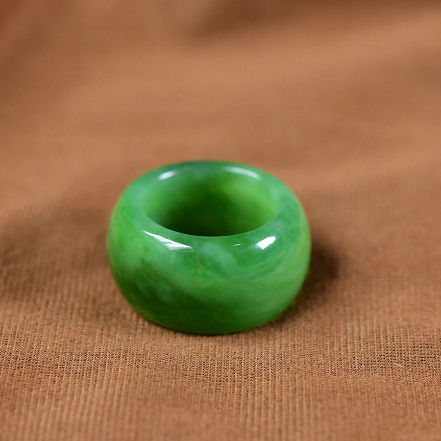 和田玉碧玉扳指男女款戒圈 指环 圈口21.5