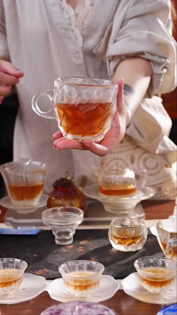 手工艺品琉璃羽?原矿水晶大容量带把手马克杯