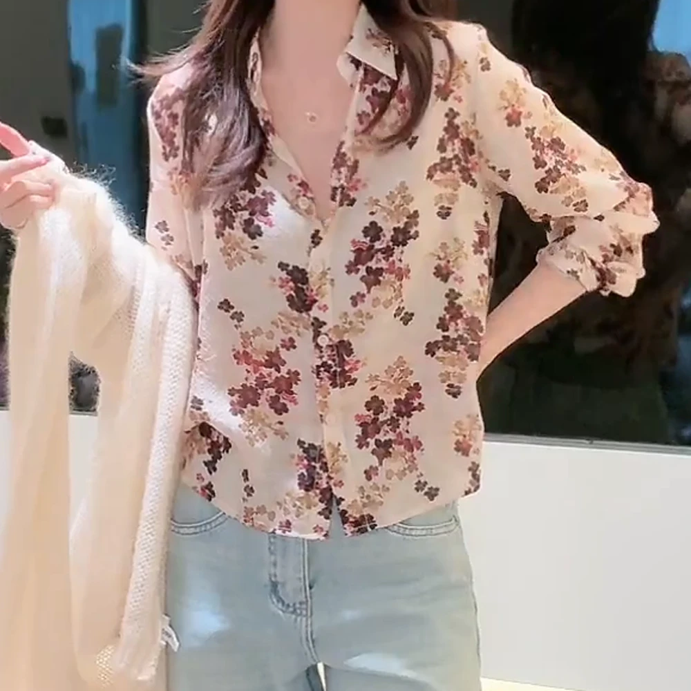 轻奢高级感洋气减龄超好看独特漂亮印花衬衫上衣女2025年春季新款