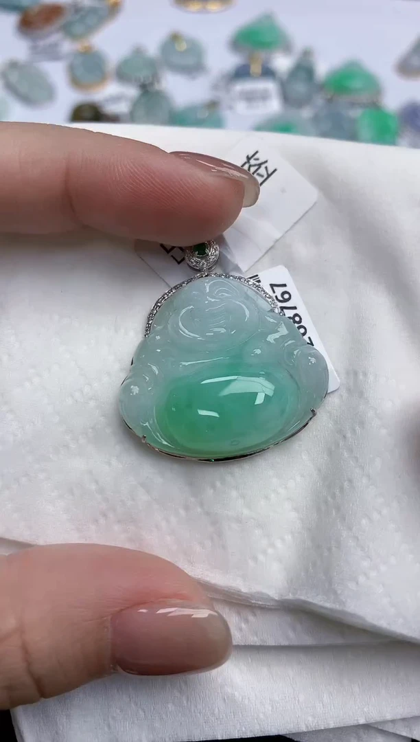 【闪购商品】翡翠颈饰18K金镶嵌天然缅甸翡翠A货