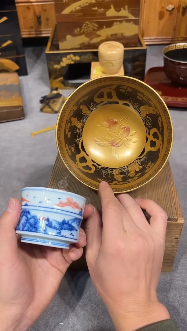 金莳绘 杯洗 大漆漆器大漆漆器