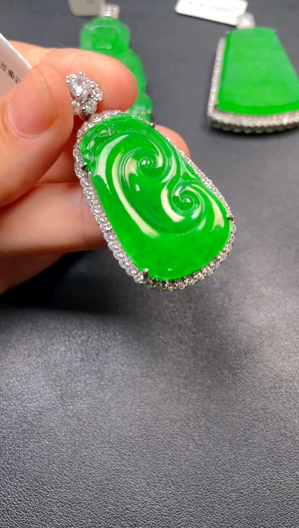 吊坠(不含链)银S925镶嵌翡翠吊坠