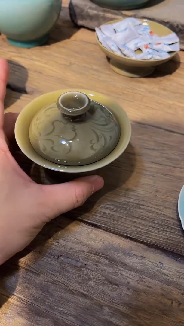 全手盖碗·渊渊·龙窑柴烧一物一拍·茶器
