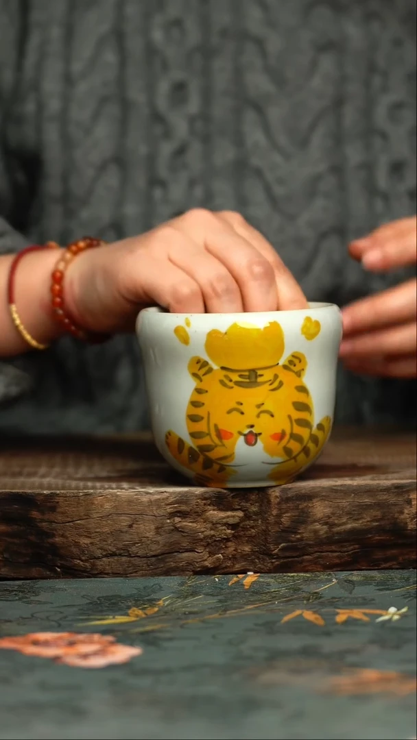 【闪购商品】杯杯釉下彩手工手绘同款陶器