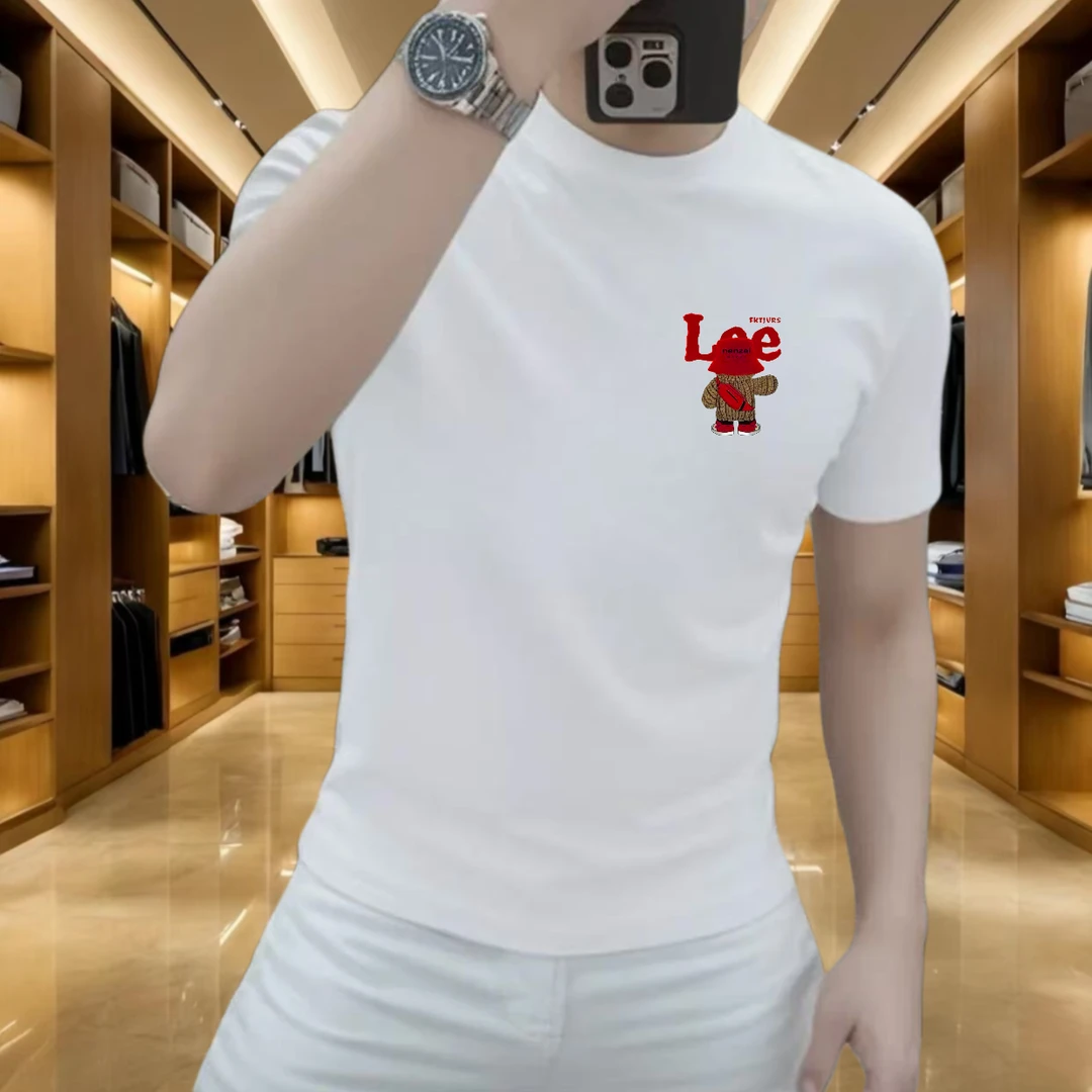 新款夏季休闲短袖印花时尚男士潮流百搭纯棉欧货潮款潮流轻奢T恤