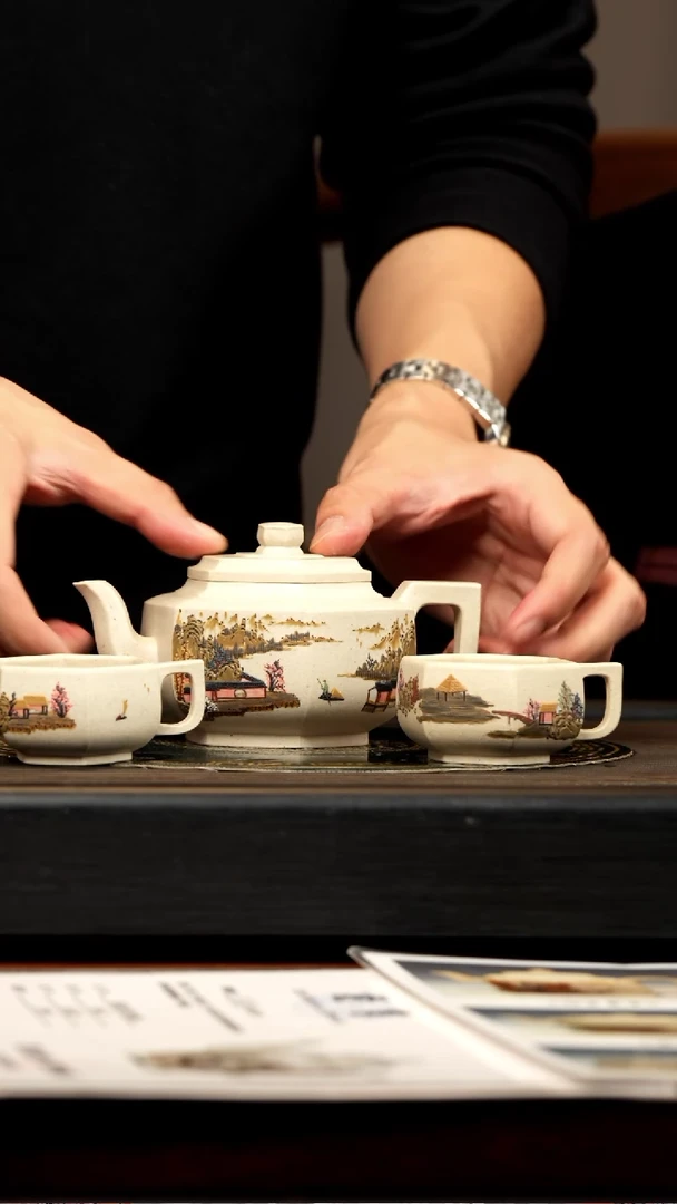 【闪购商品】紫砂茶壶QYJ 象牙白玉段 六方雪华