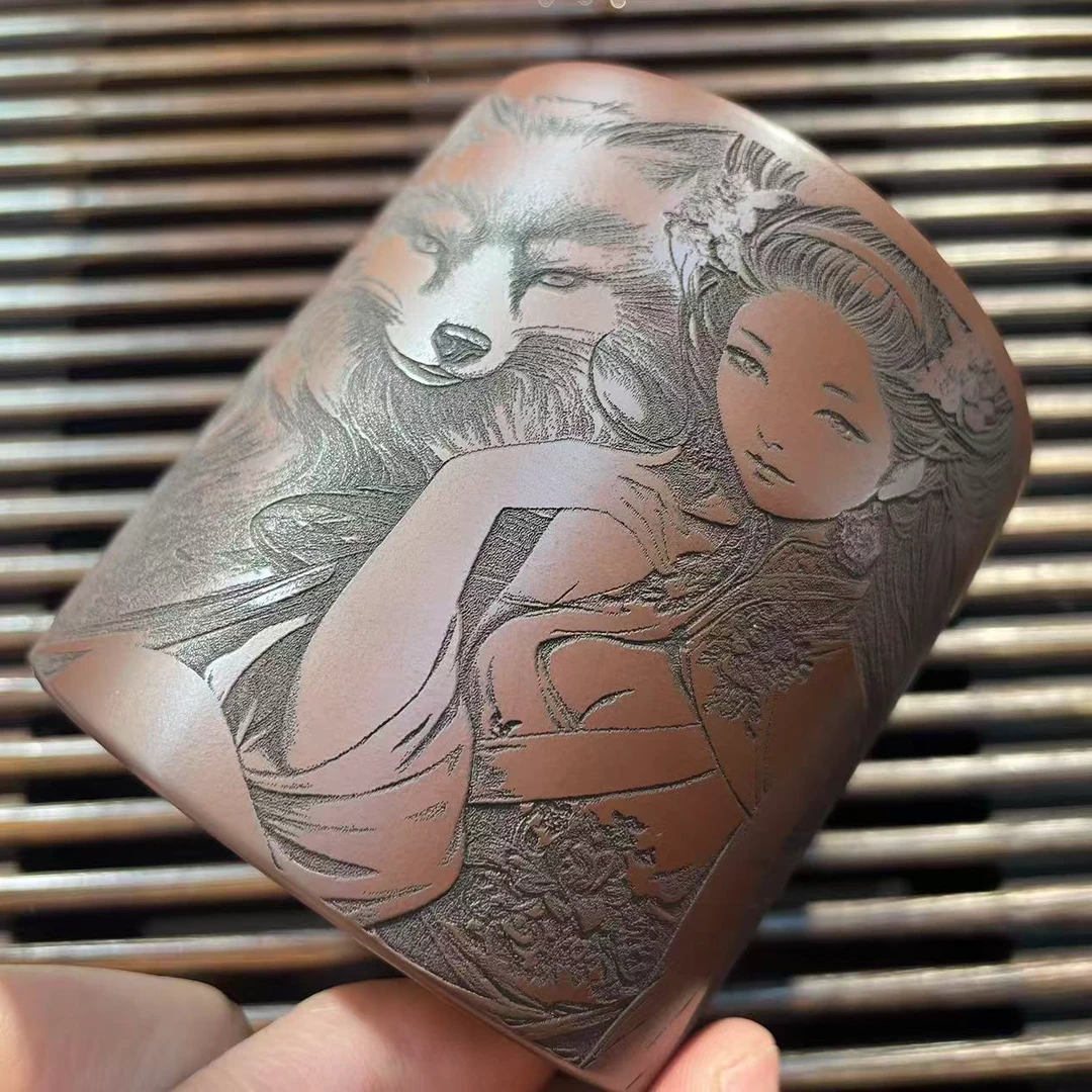 宜兴紫砂全手工制养生石红美人主人杯  容量160cc