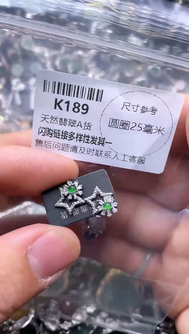 【闪购商品】翡翠颈饰未镶嵌K189耳钉