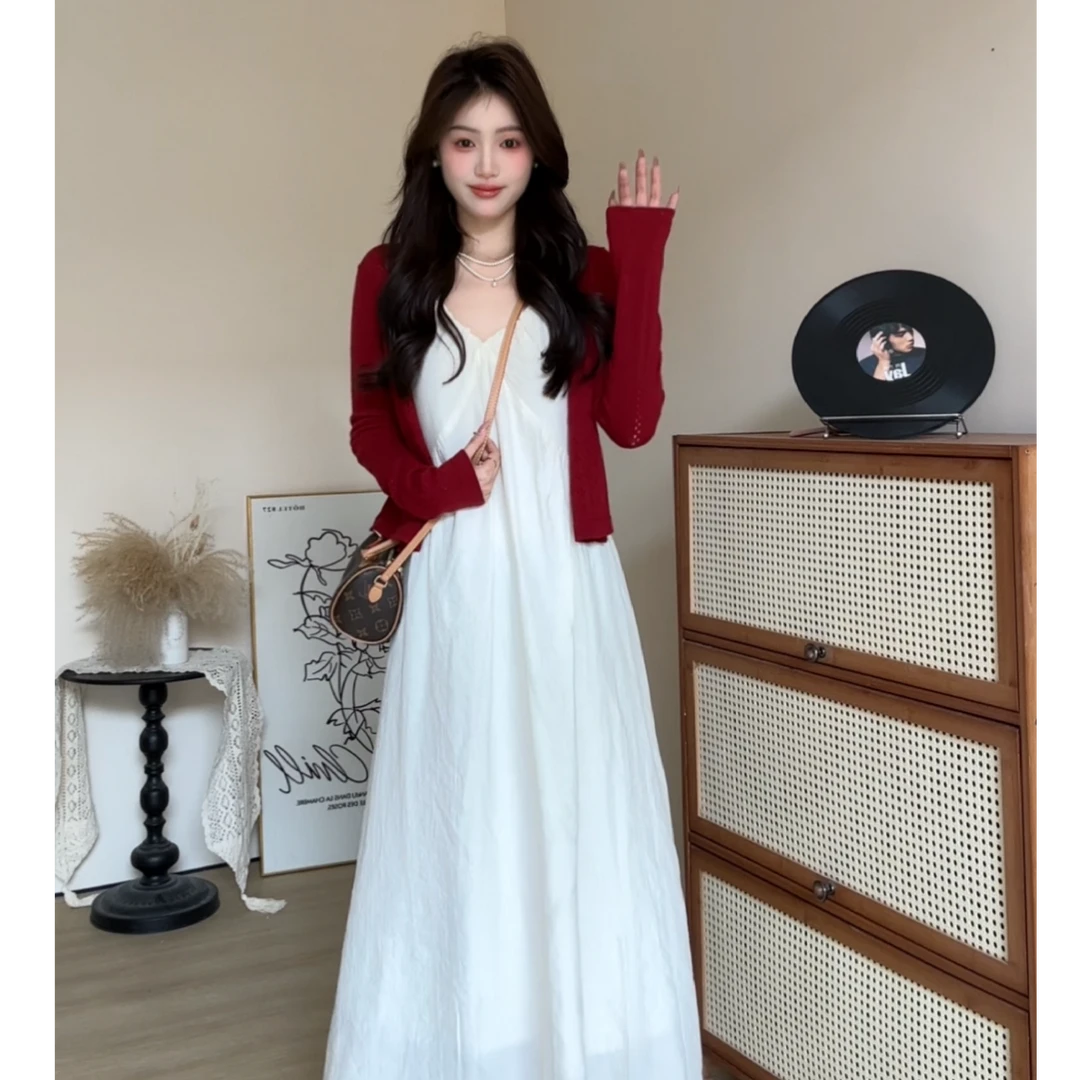 2025D夏季法式小众韩版吊带中长裙新款v领小性感气质连衣裙