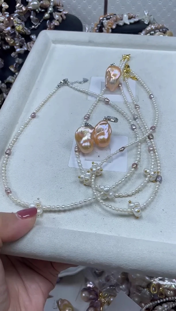 淡水珍珠未镶嵌套链【纯恬珍珠】（多样性发货发一）