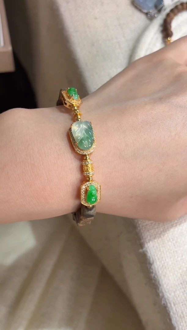 吊坠(不含链)银S925镶嵌翡翠手串