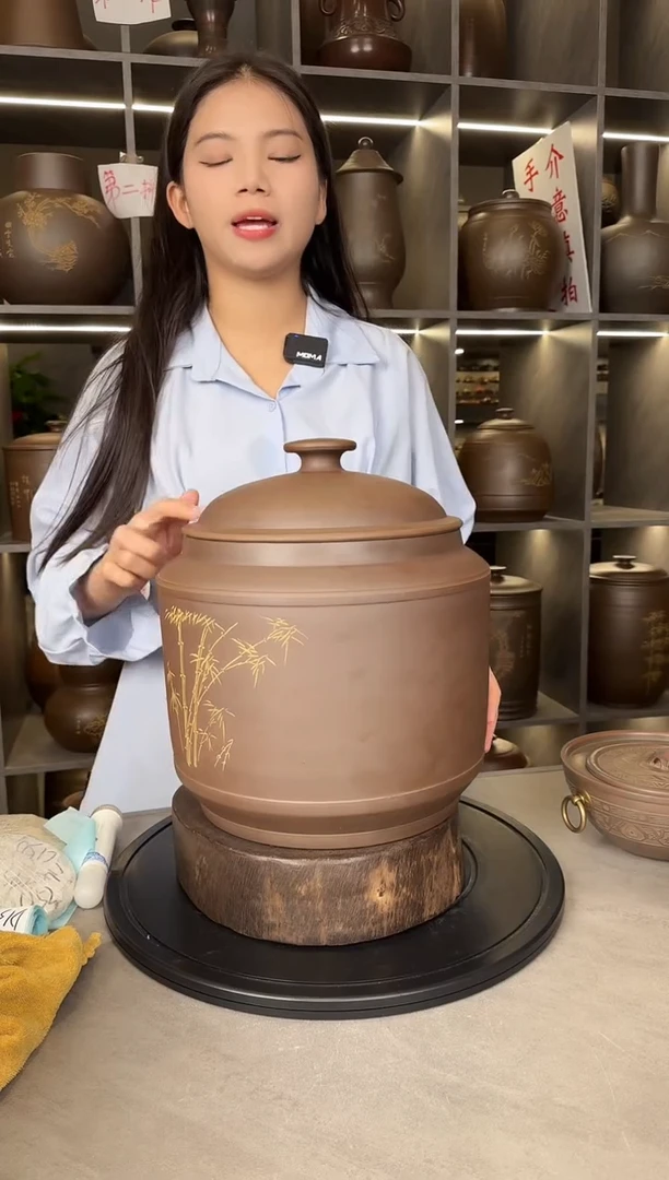 【闪购商品】罐本陶手作坭兴陶5-6斤装竹节罐手工痕迹