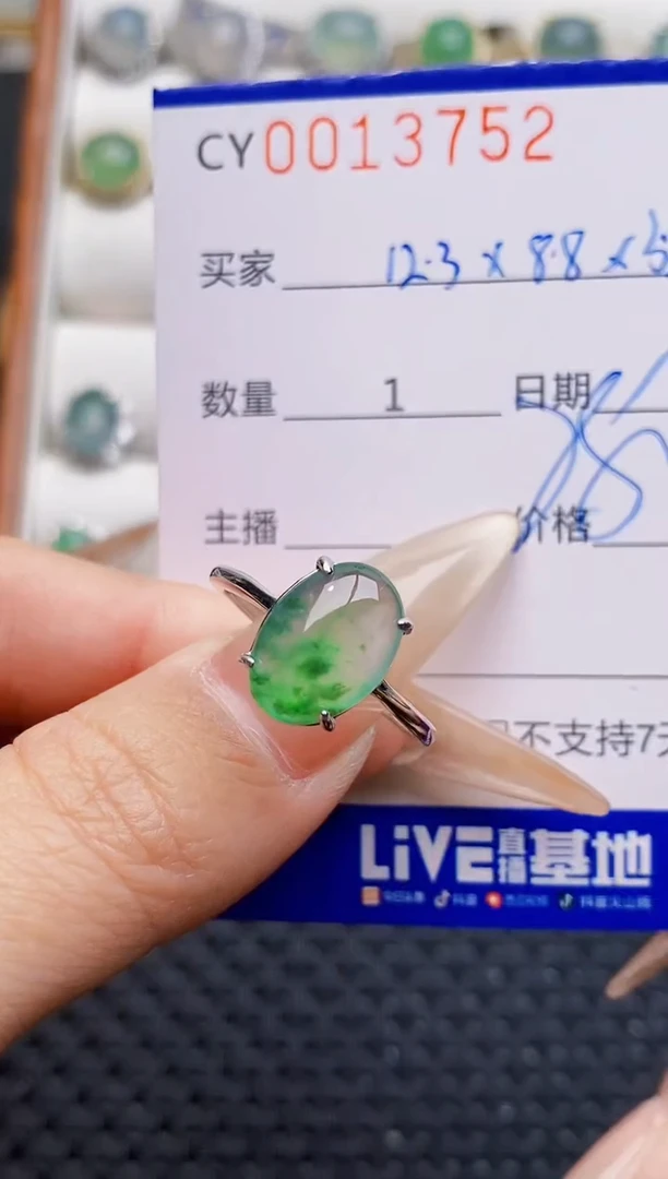 银S925镶嵌戒指翡翠3752