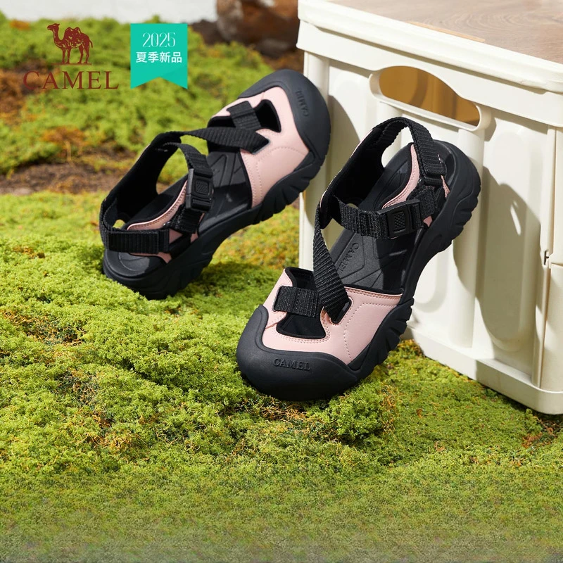 骆驼女鞋2025夏季新款休闲凉拖鞋舒适外穿平底沙滩拖运动凉鞋女款