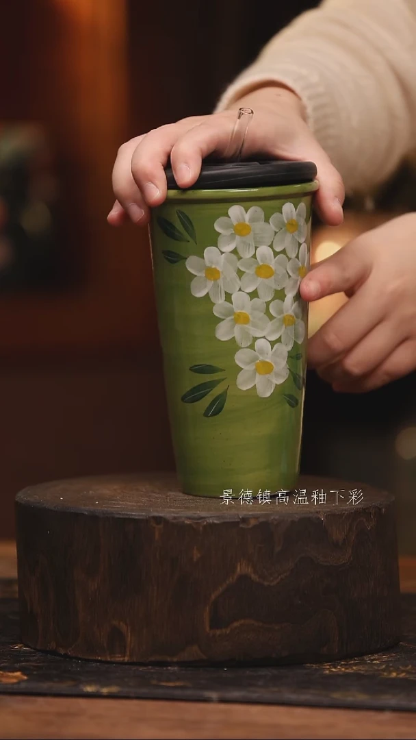 陶瓷 景德镇高温釉下手绘陶瓷@L107@