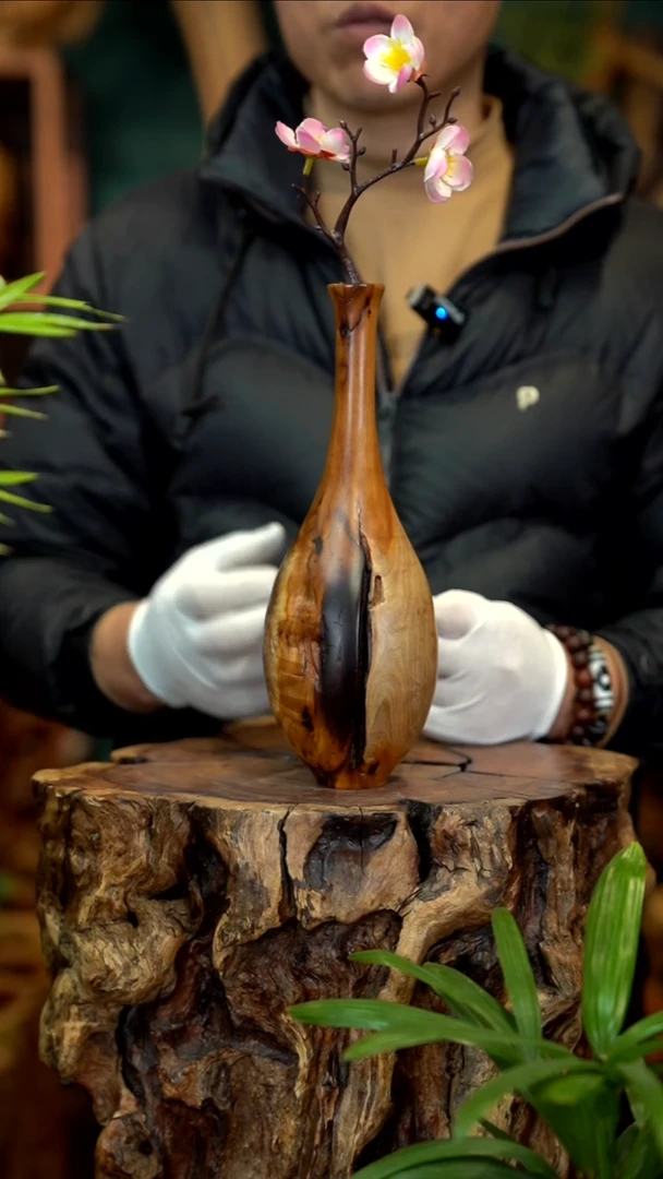 木雷击枣木富贵瓶