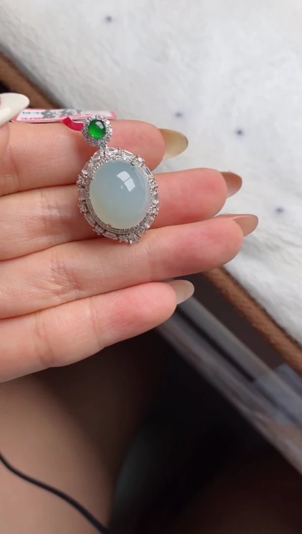 银S925镶嵌戒指翡翠天然A货翡翠