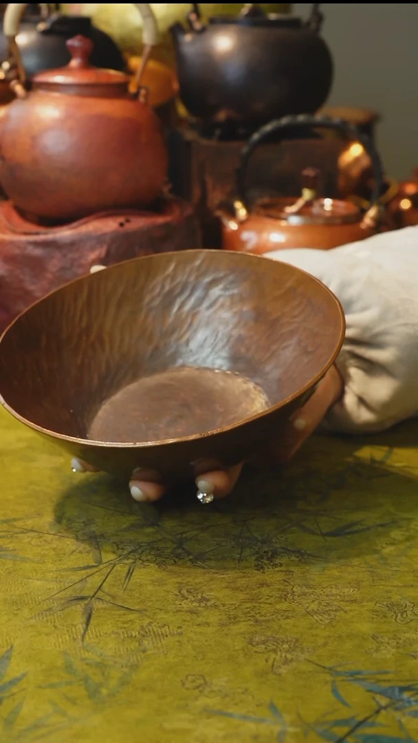 纯紫铜加厚烤色茶盘