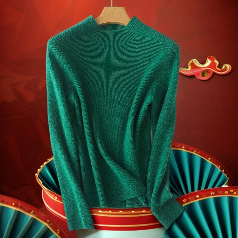 九九羊绒高端一线成衣半高领100%山羊绒衫内搭正宗羊绒衫纯色针织